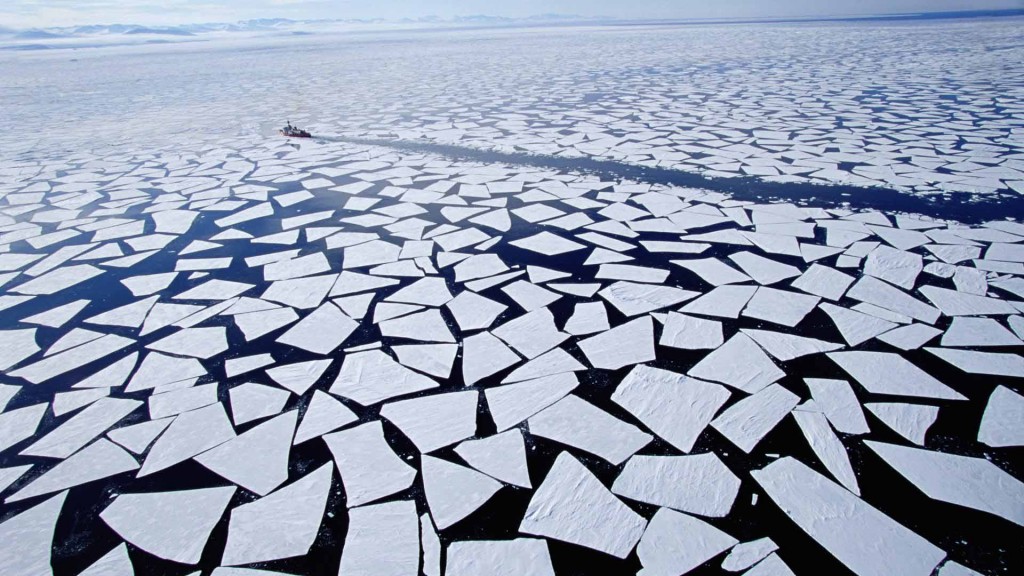 Icebreaking McMurdo Sound, Antarctica